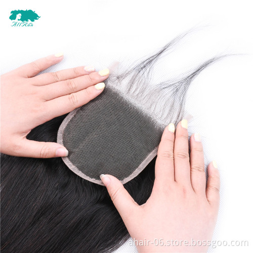 All run 4*4 lace closure Hair Human Black Natural Color Brazilian Human Hair